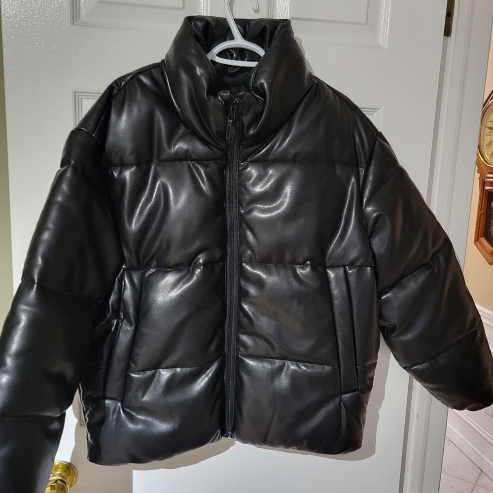Abercrombie & Fitch Relaxed Vegan Leather Puffer Jacket